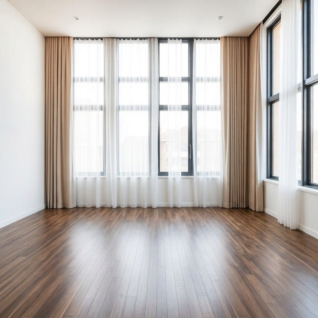 Empty room before AI staging